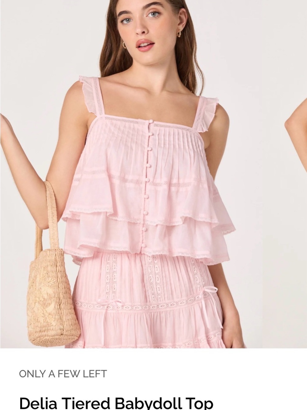 Astr Delia Tiered Babydoll Camisole in Light Pink